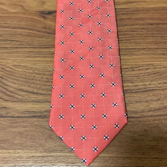 Richel NWOT Handmade Woven Silk Tie in Red With Micro Black & White Print. - Picture 1 of 7